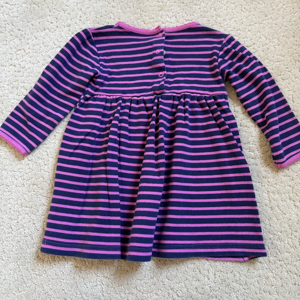 JoJo Maman Bebe Pink and Blue Striped Dress Long Sleeve - Picture 7 of 8
